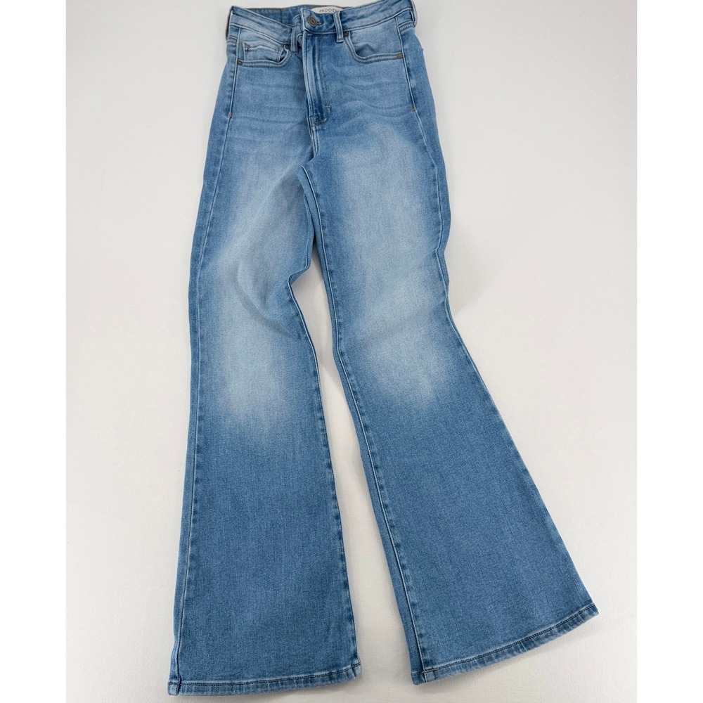 Hidden Jeans High Rise Flare Stretch Denim Size 27 Light Blue Good Condition